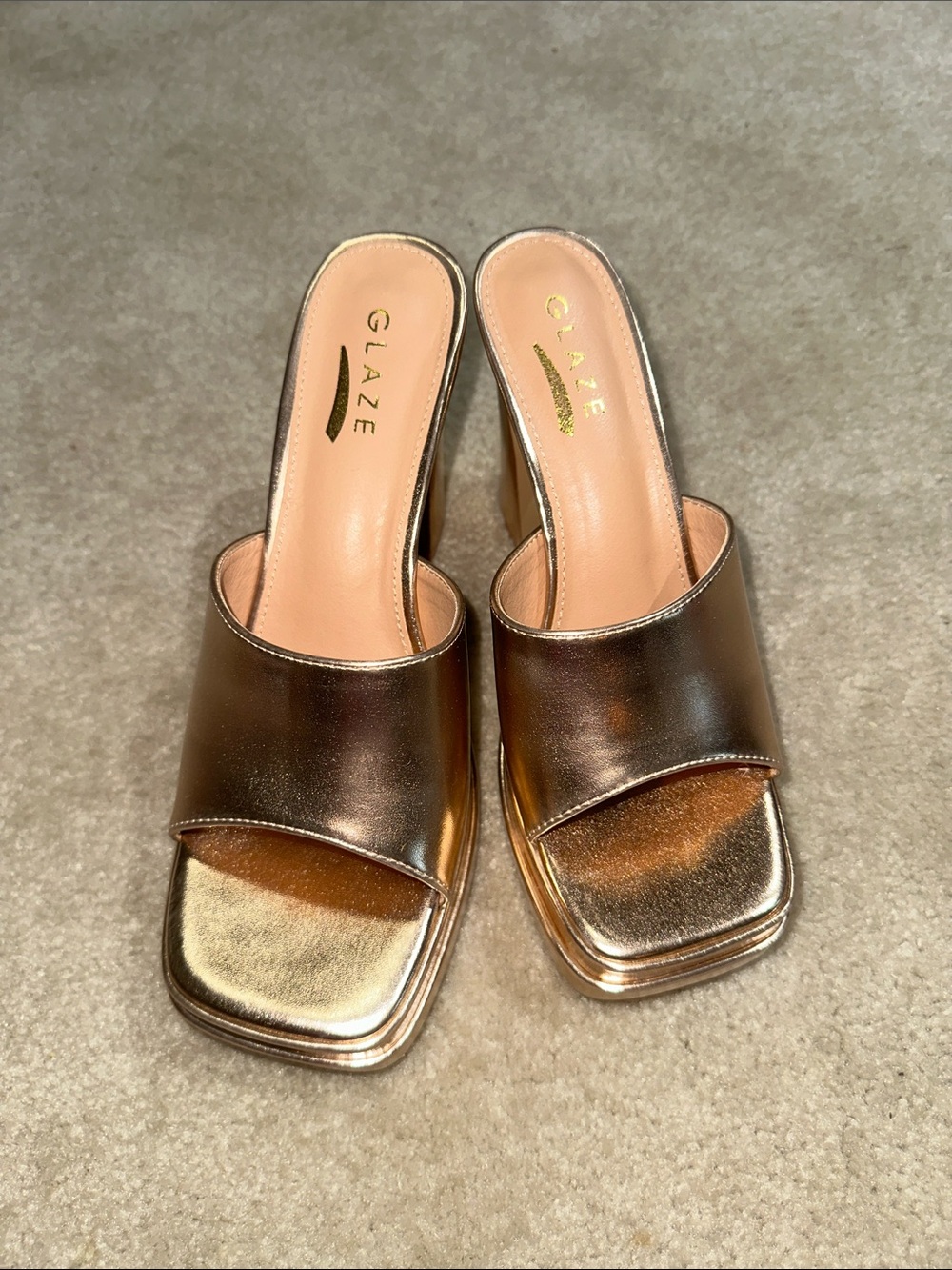 Glaze Metallic Gold Open-Toe Slide Mules